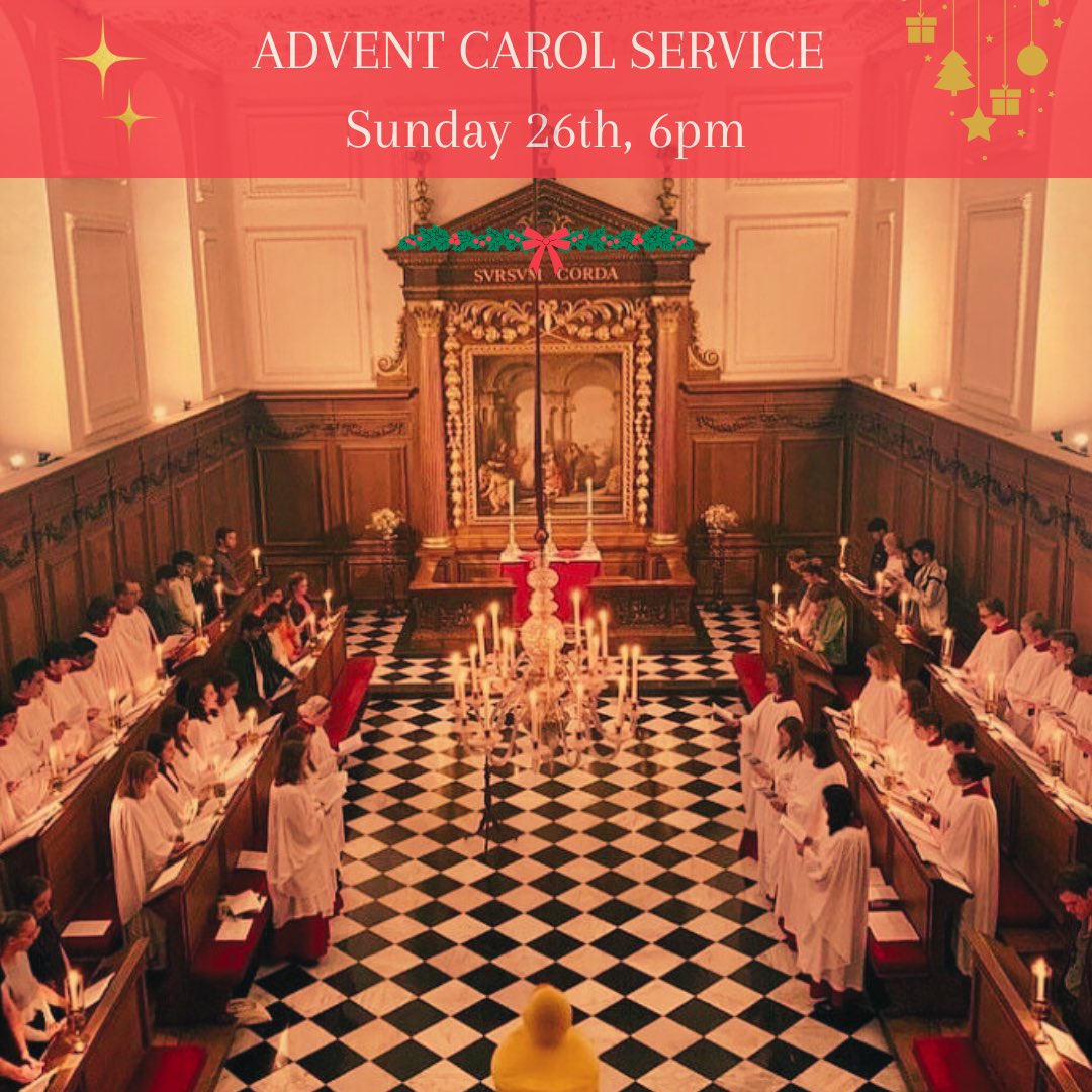 All are welcome to our Advent Carol Service tomorrow at 6pm in @EmmaCambridge Chapel! Followed by mulled wine and mince pies in the Old Library.