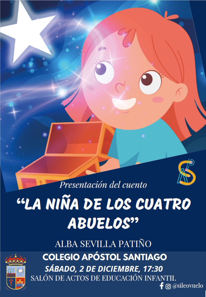 Os invitamos a la presentación del cuento “La niña de los cuatro abuelos”, el sábado 2 de diciembre, a las 17:30, en el salón de actos de Educación Infantil. Escrito por Alba Sevilla Patiño, maestra, antigua alumna y vinculada mucho tiempo a los campamentos. ¡Os esperamos!