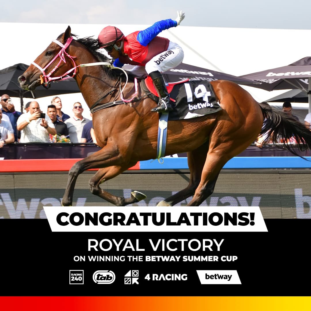 Congratulations to 2023 #BetwaySummerCup winner, ROYAL VICTORY &amp; all the winning connections !

Betway South Africa

#4racing #TAB4Racing #BetwaySummerCup #thepeoplesrace #SummerReign