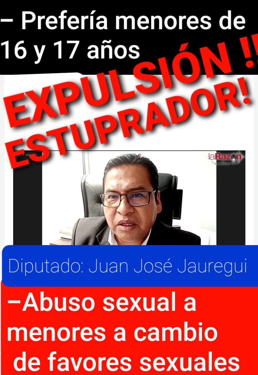 .@ivanlimamagne y el proceso que dijo se seguiría a este estuprador❓
Que hizo .@JergesMercadoS al respecto❓porque  .@Diputados_Bol no ha destituido aún a este abusador de menores que usa cargos públicos para costear su estupro❓‼️
#Bolivia y su #GobiernoCriminalCorrupto