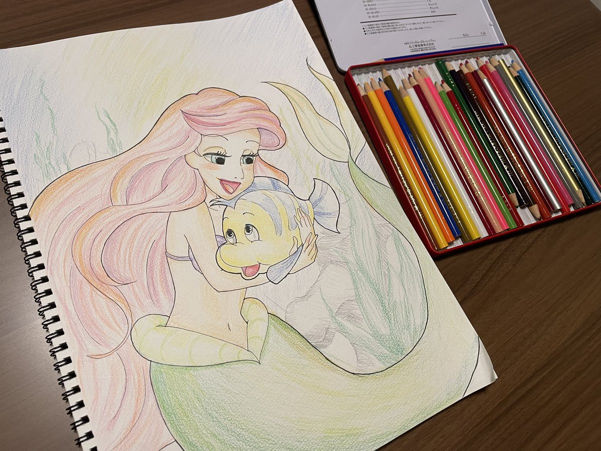 rynn1908's tweet photo. iPhonePencil無くしたのでアナログイラスト✨
アリエル🧜‍♀️
 #イラストレーターさんと繋がりたい 
 #イラスト 
 #アリエル https://t.co/HLLaU0Syuh
