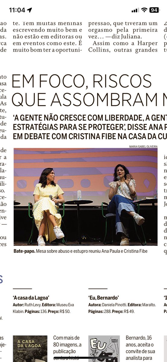 witte_fibe's tweet photo. Minha ❤️ amiga @miriamleitao7 me mandou. Txt sobre debate na Feira de Livros em Paraty,FLIP c/ minha filha @crisfibe: “(…) Tanto Ana quanto Cristina explicaram a importância da participação dos próprios homens no combate à cultura do estupro. (…)”
https://t.co/da8t0d3von https://t.co/P3MWmCGk0R