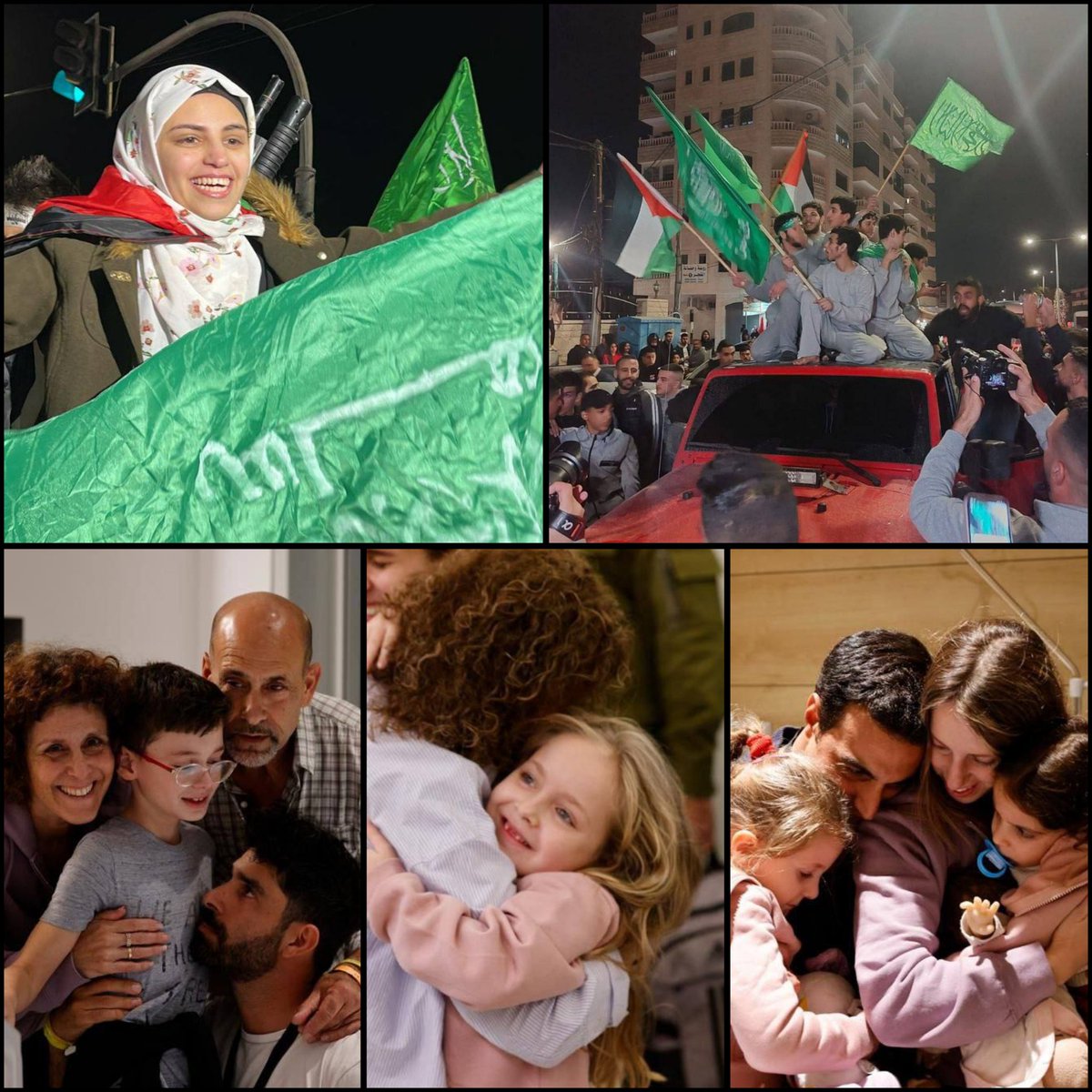 They celebrate the release of terrorists who tried to murder Israelis with terrorist organization flags… We celebrate the release of innocent children who were kidnapped from their homes. This is the difference between us!