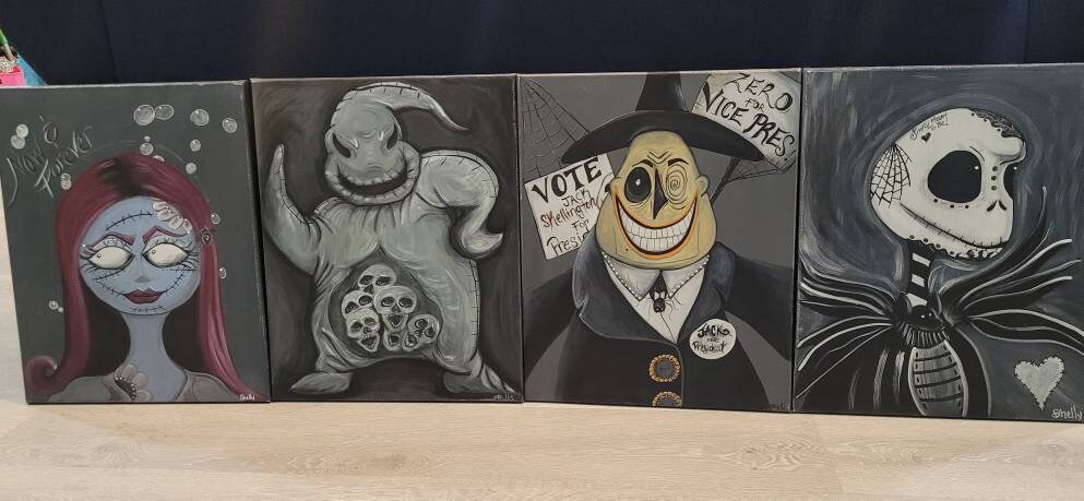 cougarmints's tweet image. moonglowenchantments.etsy.com/listing/129868… #nightmarebeforechristmas #jackskellington #oogieboigie #art #painting