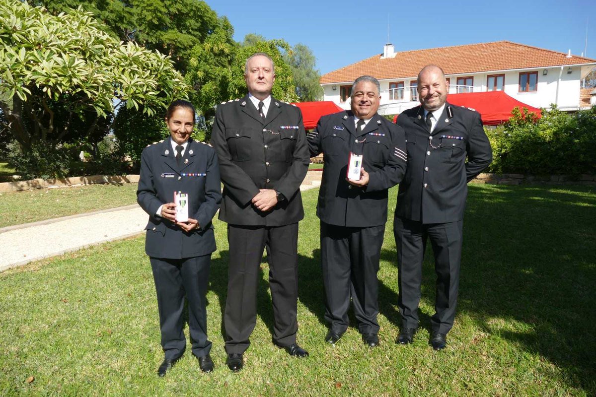 Commander_SBA's tweet photo. Great to see not one, but two of my #SBA #Police team here in @bfcyprus receive their #OTPM (Overseas Territories Police Medals) yesterday awarded by #KingCharlesIII and presented by Commander of British Forces https://t.co/zdmBQmleKN