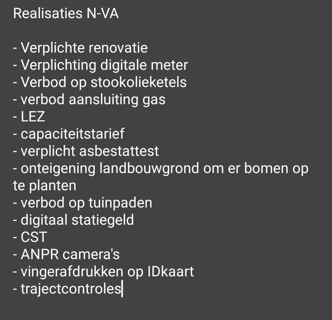 "Realisaties" N-VA. Proficiat!