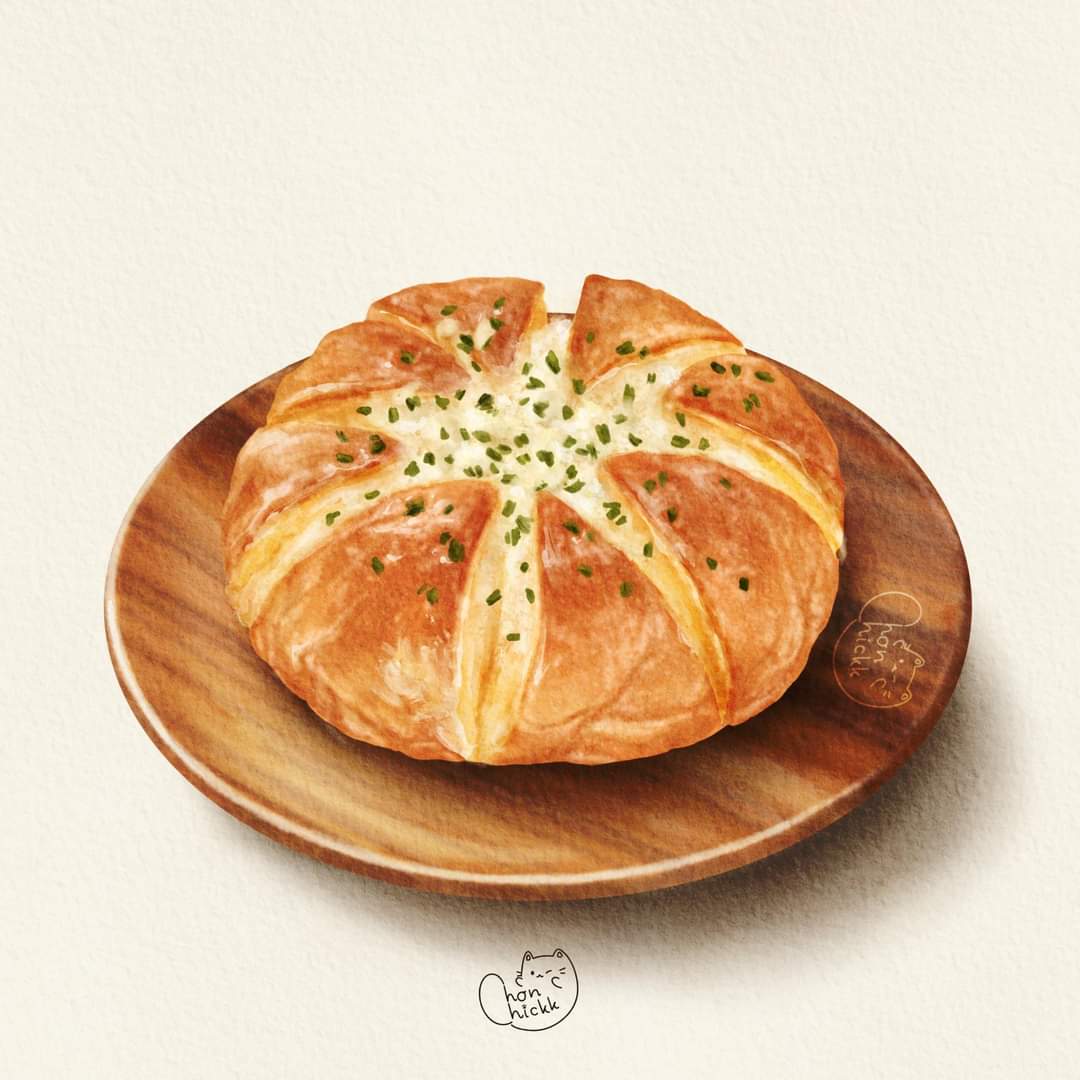 chonchickk's tweet photo. ขนมปังกระเทียมครีมชีสนุ่มๆฉ่ำๆ อยากวาดให้ไวขึ้นจัง https://t.co/obybGXzKjO