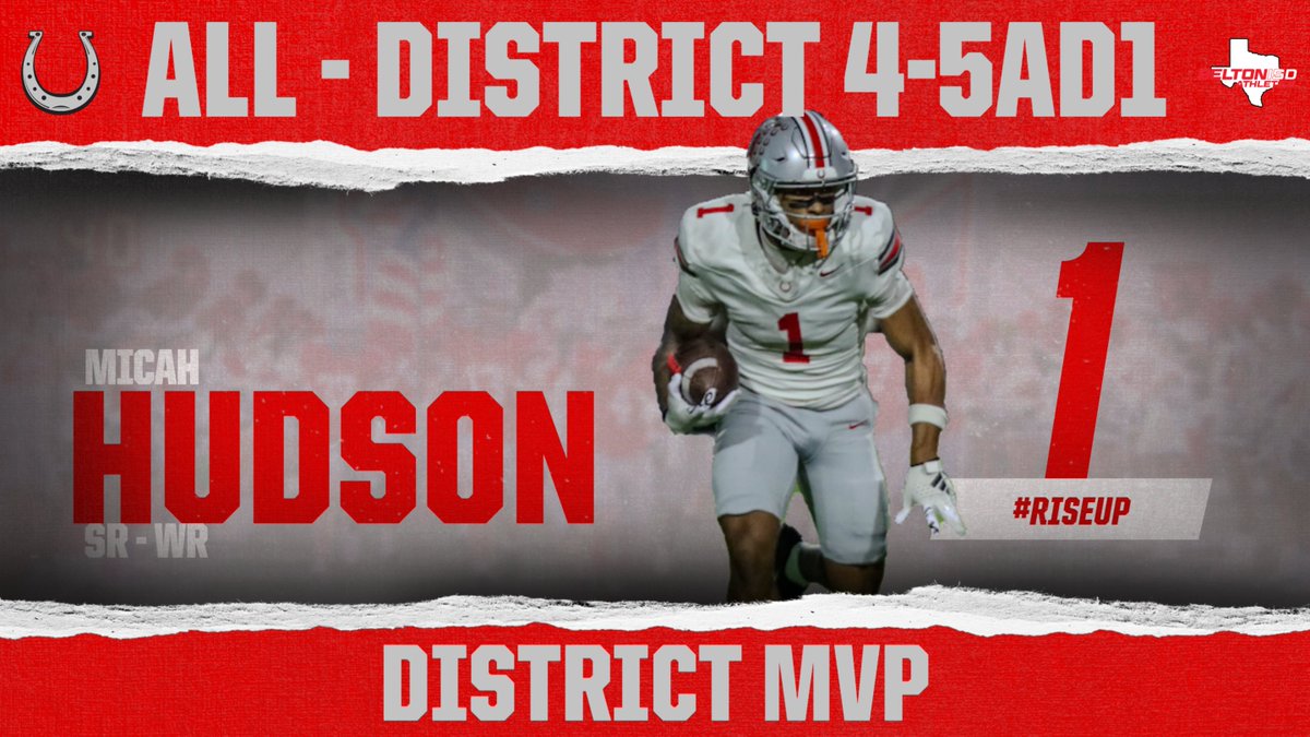 Congratulations to @iammike1x for being Named 4-5A Division 1 District MVP for the 2nd Consecutive year. Micah finished with 70 catches for 1,353 yards and 18 TD's. He also rushed for 158 yards and 1 TD.