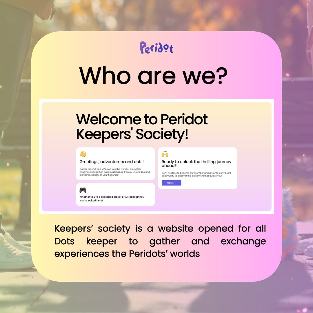 SocietyKee79295's tweet photo. Let's step into the world of boundless imagination together in the Keeperssociety #PlayPeridot #Dotkeeper #gamecommunitywebsite https://t.co/GaXaiucUE4 https://t.co/dmqJxJ89hk