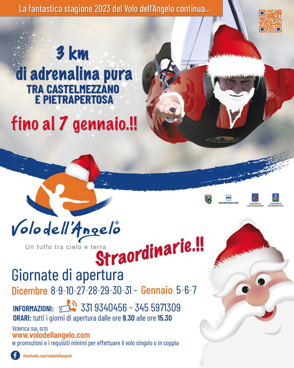 APERTURA NATALIZIA STRAORDINARIA!😍🎄 
Quest'anno potete regalarvi un sogno!

✶ 8 ° 9 ° 10 ° 27 ° 28 ° 29 ° 30 ° 31 dicembre 2023
✶ 5 ° 6 ° 7  gennaio 2024
40€ singolo🎁 70€ coppia

Prenotate il miglior regalo di Natale di sempre ✨ volodellangelo.com