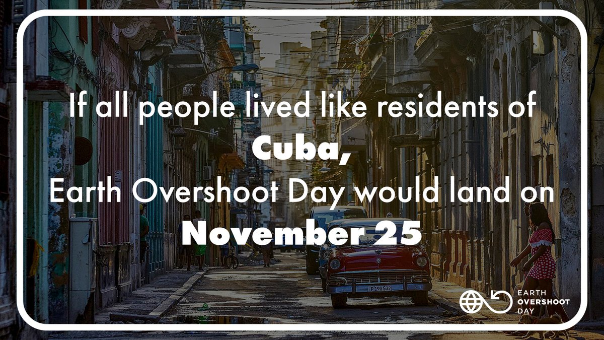 🇨🇺 If all people lived like residents of #Cuba, #EarthOvershootDay would land on November 25. Learn more about trends for Cuba. ⤵️ data.footprintnetwork.org/#/countryTrend… #MoveTheDate #OvershootDay