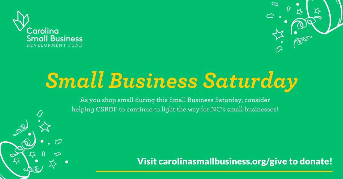When small businesses succeed, everyone benefits!

As you support our entrepreneurs and shop small this Small Business Saturday, please also consider supporting our work as a small business partner and advocate by visiting carolinasmallbusiness.org/give!