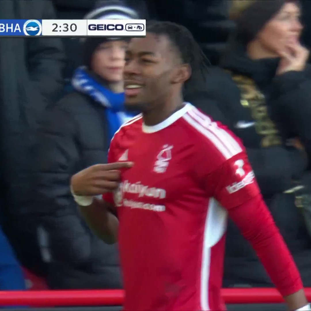 Nottingham Forest continue their excellent form at The City Ground as they take the lead inside two and a half minutes! #NFOBHA📺 @peacock