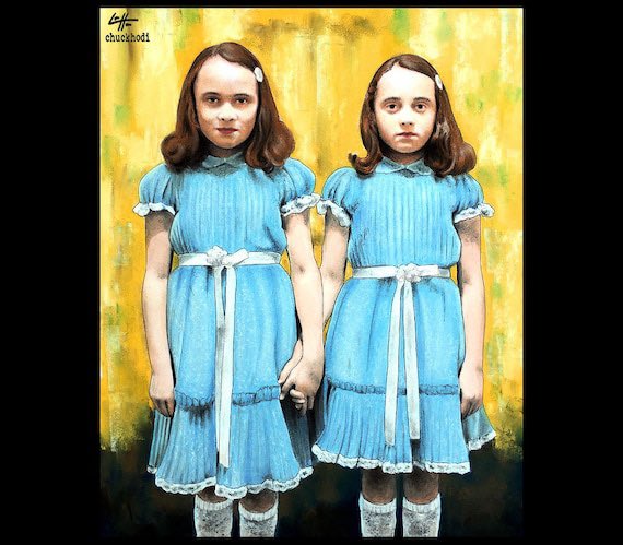 bunnyhop987's tweet photo. Words out that in the remake of The Shining, really weird twins will be played by Omid Scobie and Meghan Markle. #MeghanMarkle #OmidScobie #ENDGAM #PrinceHarry #MeghanandHarryAreAJoke https://t.co/0G0pSSOcwt
