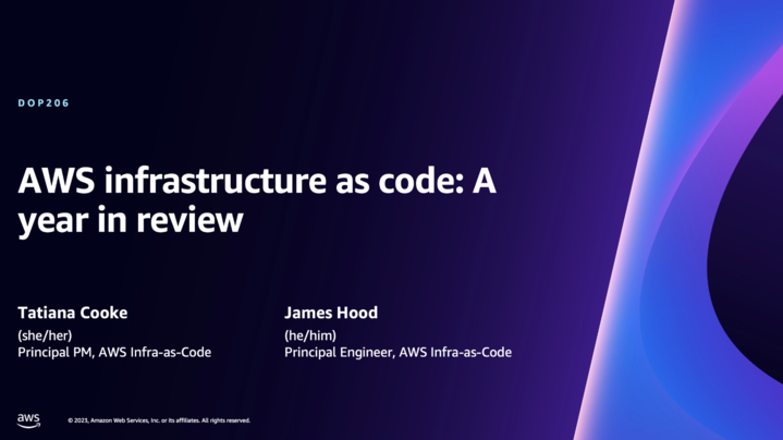 Come stay up to date on #AWS Infrastructure As Code (#IaC) at DOP206, led by @jameshoodcodes and Tatiana. See the new features and improvements we've been making throughout the year. Don't miss it! Check it out at #AWSreInvent: go.aws/3SZKRkm