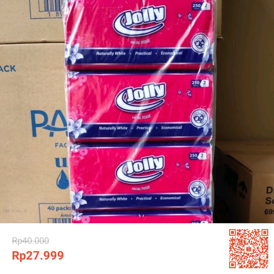 maskii225's tweet photo. Temukan dan dapatkan [ PAKET ISI 4 ] TISU TISSUE JOLLY 250 SHEET 2ply PROMO hanya Rp27.999 di Shopee sekarang juga! https://t.co/OeiyrYeQnw #ShopeeID https://t.co/ZmUeJP3R6t