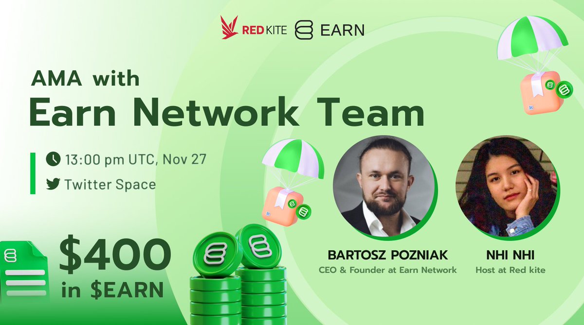 Get Ready for an Exclusive AMA with the Earn Network Team! 🚀

🌐 Join our insightful AMA session with the brilliant minds behind Earn Network. This is your chance to dive deep, ask burning questions, and gain valuable insights into the future of decentralized finance!

💰