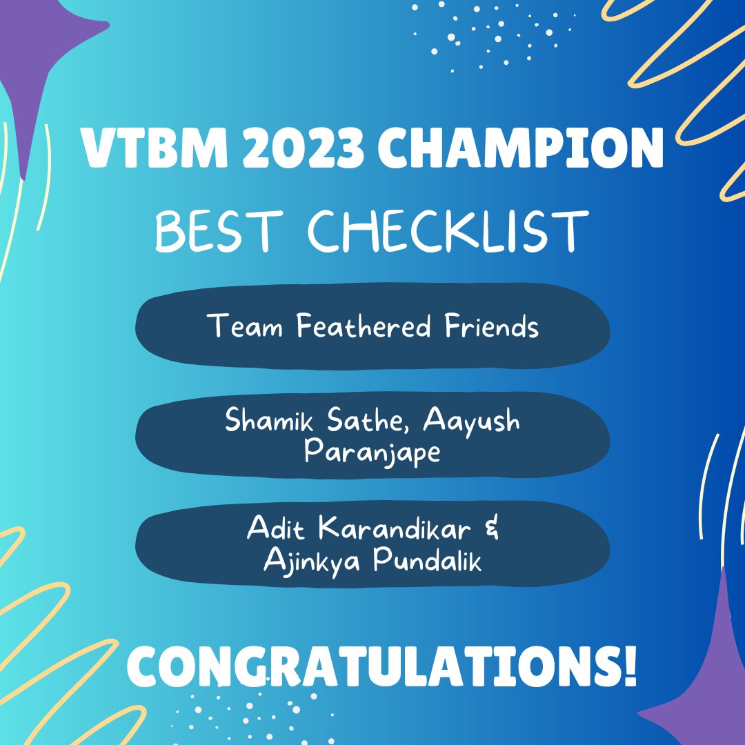 OldWonk's tweet photo. What could have been better than having one #VTBM #Champion 2023 🏆??
Having as many as nine #Champions to further the cause of #VetalTekdi through their birding journey 🤩
#IndiAves please join me in congratulating the winners of the inaugural #VetalTekdi #Birding #Marathon https://t.co/pX0tW3DUKJ