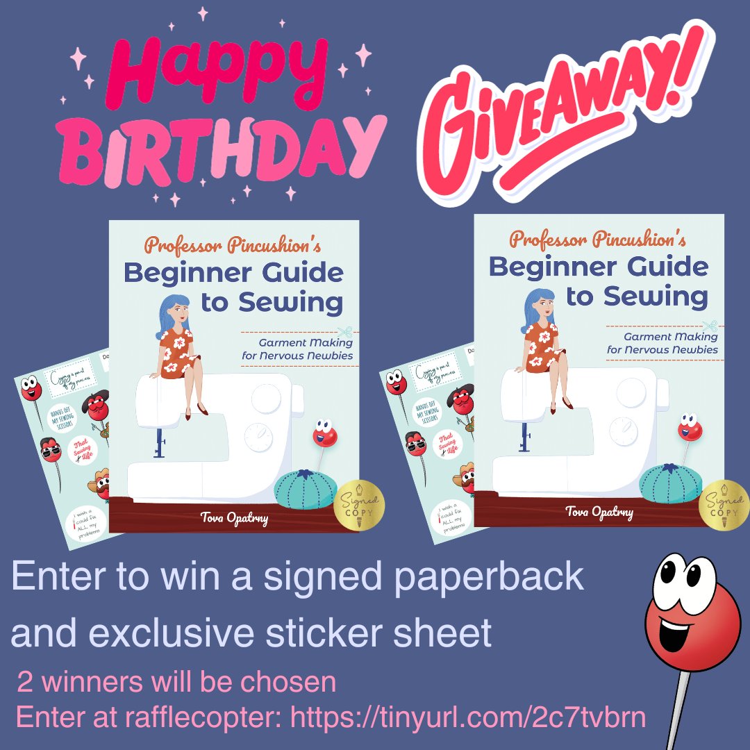 ProfPincushion's tweet photo. Happy 1 year birthday to my book!  I've been so happy with the response this book has received, it's been amazing 🥰 We're doing a giveaway. Enter on rafflecopter: https://t.co/YuIEdJtHmI and I'll pick 2 winners, each one getting a signed copy of the book and some Pinny stickers https://t.co/VR58VVJsgO