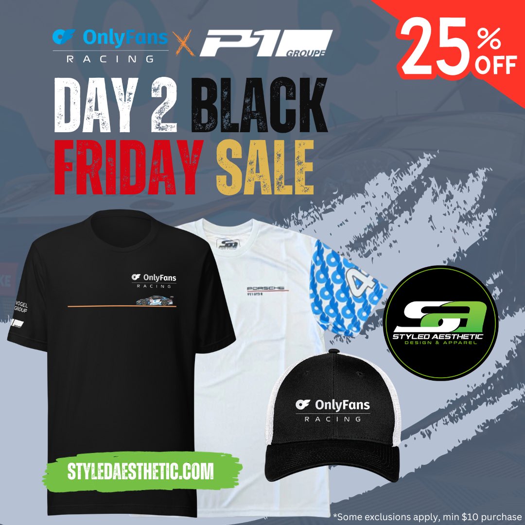 @StyledAesthetic giving you back to back days of discounts on our EXCLUSIVE @OnlyFans Trackside merch! styledaesthetic.com/collections/p1… #onlyfans #racing #merch #sale