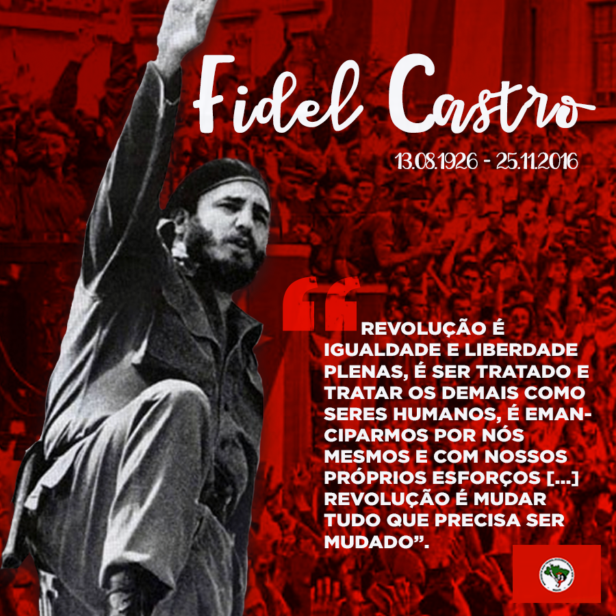 MST_Oficial's tweet photo. 🚩 7 ANOS SEM FIDEL CASTRO 

Em 25 de novembro de 2016 nos despedimos de um dos maiores revolucionários do nosso tempo.  Fidel Alejandro Castro Ruz nos ensinou que é preciso ousar, sonhar e lutar por uma humanidade que se encontre, plenamente, com os ideais do humanismo, https://t.co/2tfRh5RNE1