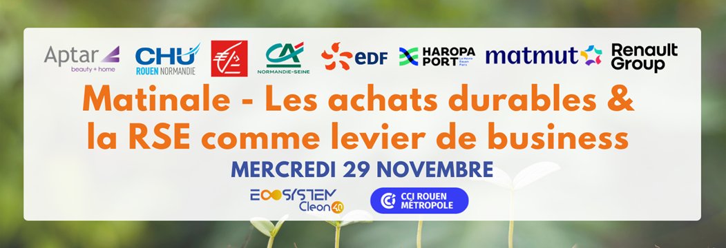 CormierBeatriz's tweet photo. @aptar @CHURouen @haropaport
@EDF @Matmut @Renault, @CE_Normandie (Achats), @CreditAgricole Normandie-Seine (Achats)… vous partagent des opportunités de #business et les clés #RSE pour gagner des marchés.
Beatriz CORMIER
Resp. Portefeuille Grandes Entreprises Grandes Entreprises https://t.co/Ad1kScP5Z8