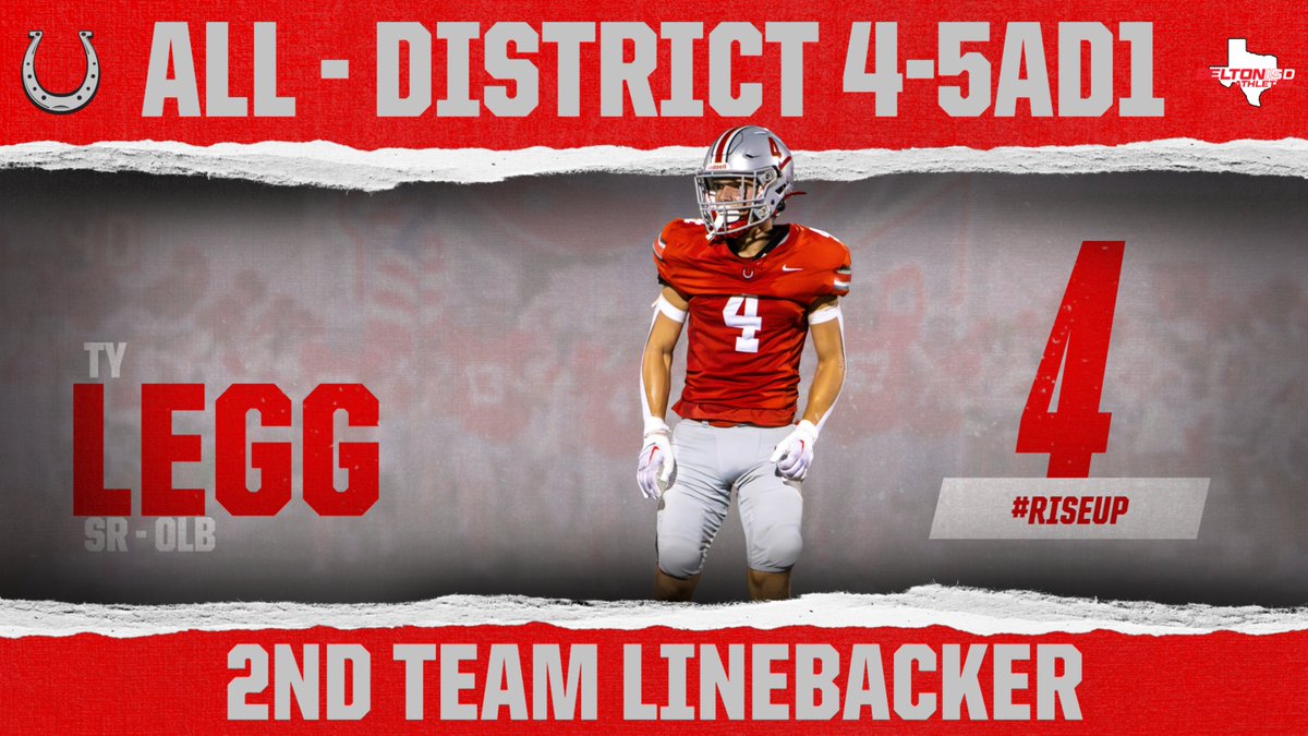 Congratulations to @Tylegg4 on being named 4-5A Division 1 1st Team Utility and 2nd Team Outside Linebacker. Ty finished with 56 tackles, 2 sacks, 3 hurries, 1 interception, 1 pass deflection, 9 catches for 200 yards and 1 touchdown. Great job Ty! #RISEUP