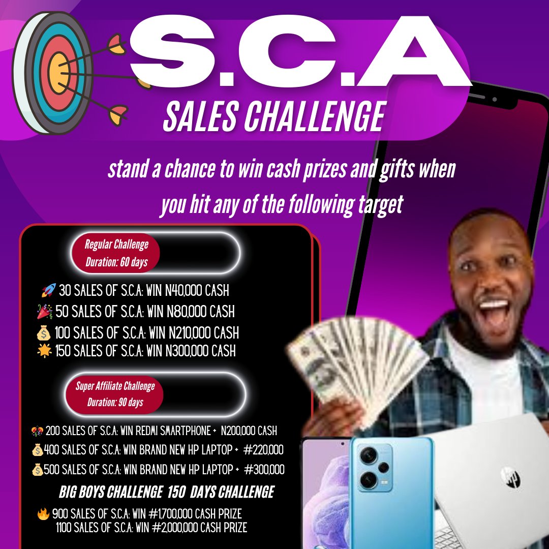 The Power of 50% Commission 💪
The Smartphone Cashflow Academy empowers you with a 50% commission on a 15,000 Naira course. 
Don't miss out on this chance to hustle hard and win big. 
Join the Affiliate Telegram Group and let's make every sale count! 🎉 #affiliatesales