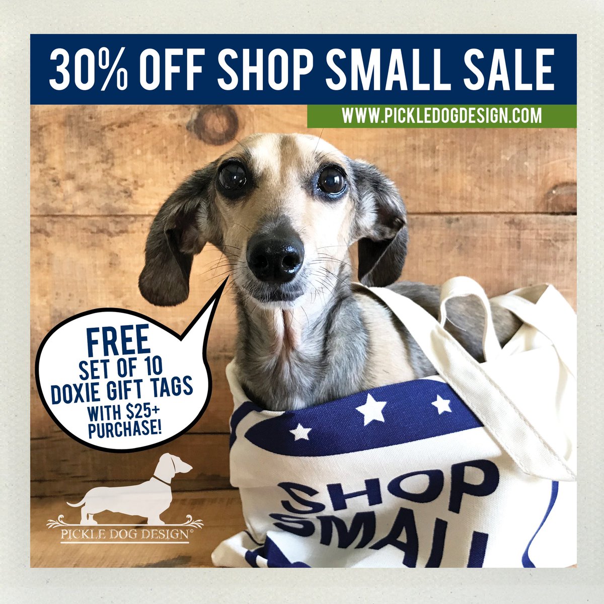 It’s #SmallBizSat, the day to #shopsmall! Enjoy 30-75% off storewide. Receive a FREE set of 10 #Christmas #Doxie Long #GiftTags with $25+ purchase. Spend $35 and your order ships FREE! pickledogdesign.etsy.com

#smallbusinesssaturday #madeinminnesota #smallbiz #festiveetsyfinds