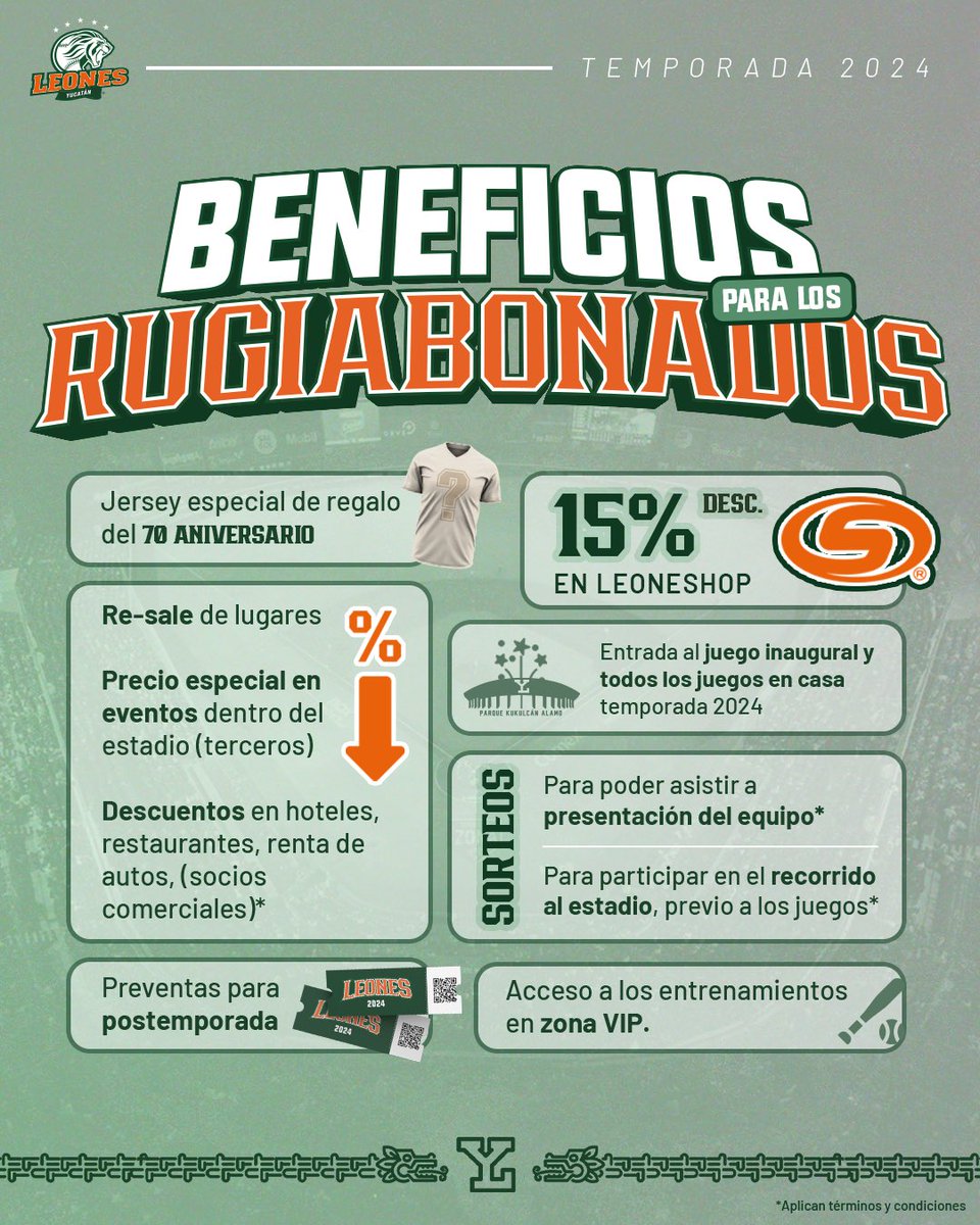 leonesdeyucatan's tweet image. 🔥¡OBTEN INCREIBLES BENEFICIOS CON TU RUGIABONO 2024!🎟️🦁

Para mas información únete a nuestro canal de WhatsApp: 👉whatsapp.com/channel/0029Va…
 📞Número de apoyo: 99 97 48 15 98

#Temporada2024 #Rugiabonados #LY