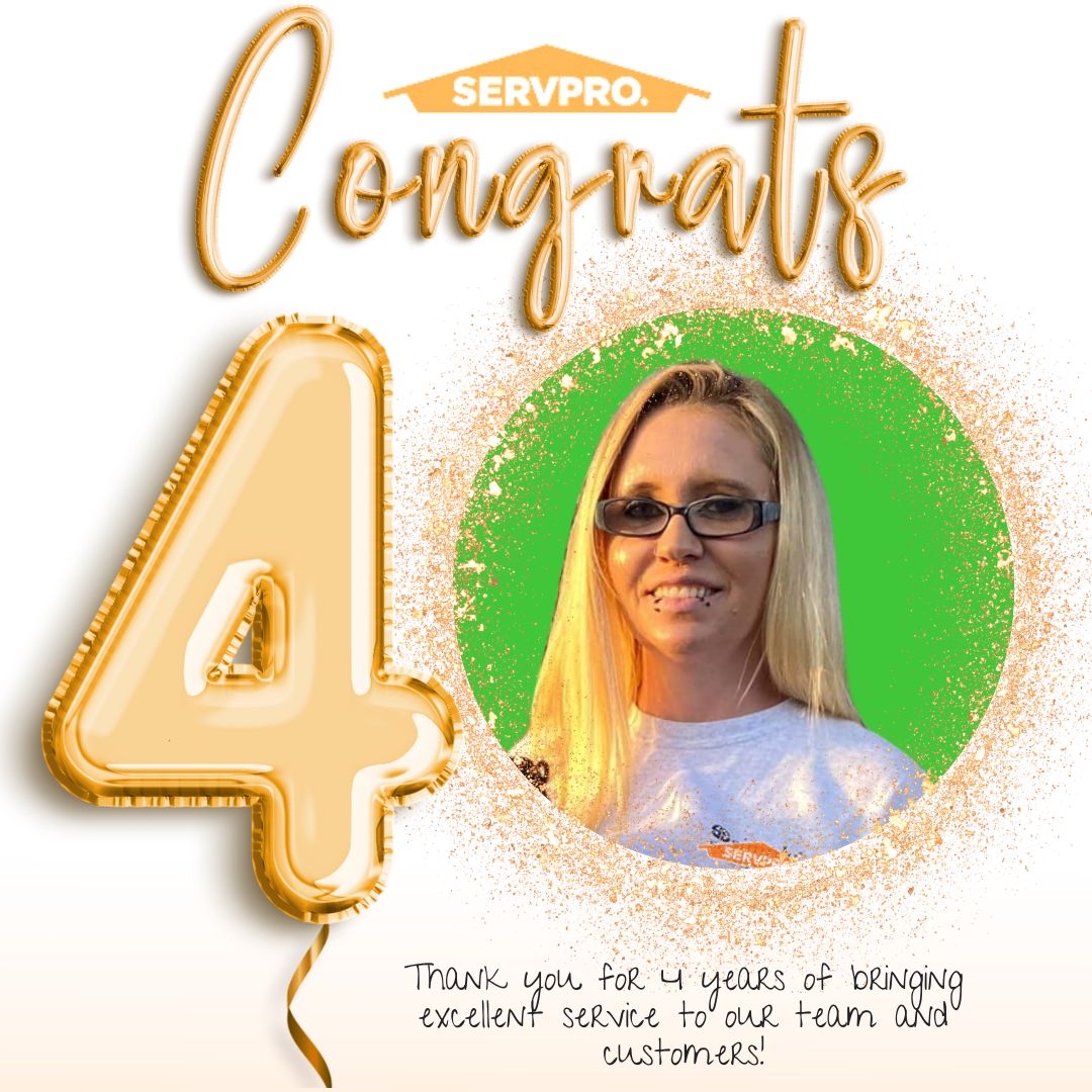 🎉🎈 Celebrating a Milestone! 🎉🎈

Today, we proudly honor and recognize the remarkable achievements of our employee, Angela Mills, as she celebrates her 4th SERVPROversary! 🎊👏