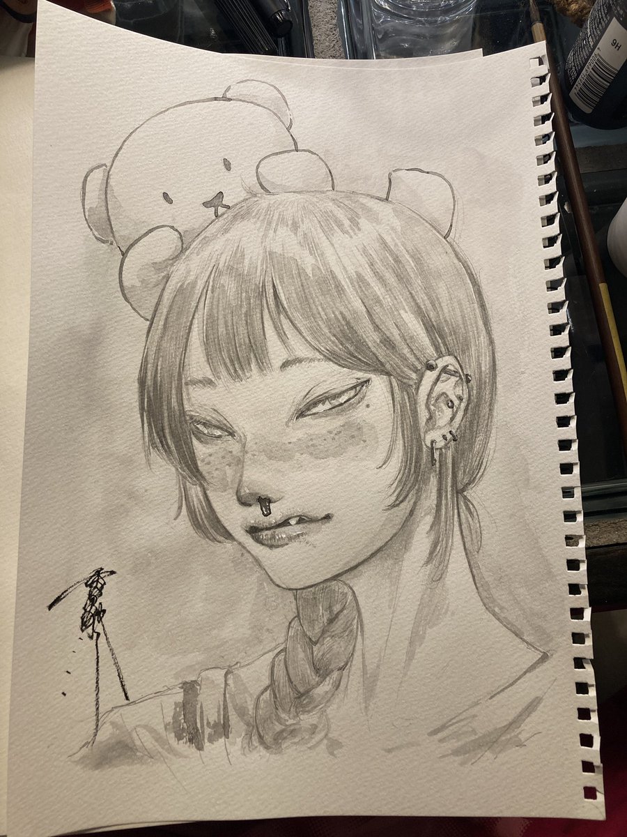今日描いた絵🧸🐛💀 