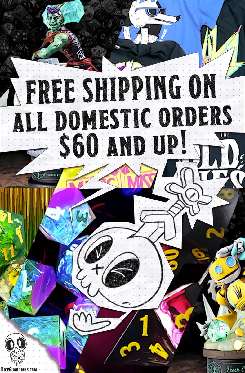 This is not a drill! Head to the Dice Guardians Store &amp; get ⚡️FREE SHIPPING⚡️ on orders $60 and up! We've got new dice at a nice price &amp; Dice Guardian delights for everyone at your table! Stock up &amp; save today!

diceguardians.com/?utm_source=SM…