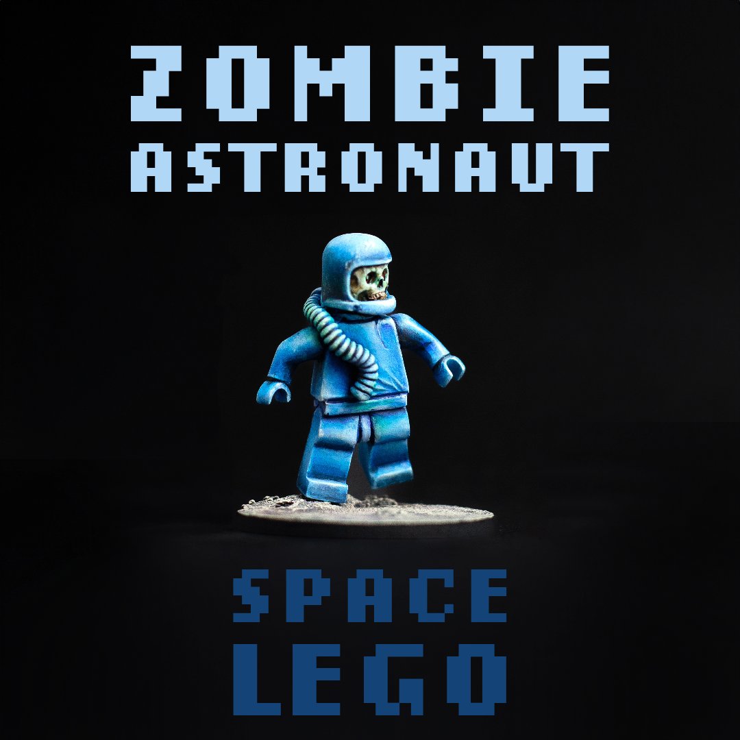 Fbrothersdesign's tweet photo. Blue Zombie Astronaut. This is a sculpted miniature from @sciborminiatures inspired by @LEGO_Group  space sets from the #80s Fantastic #miniature which I was delighted to paint with @vallejocolors In this case I first used Vallejo Xpress and Game Color which are gret to paint. 😀 https://t.co/hV8840MLDP