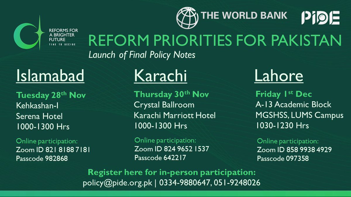 saddameconomist's tweet photo. We are coming to your doorsteps. Will you join as well for the future of #Pakistan? 

#ReformsForABrighterFuture

@PIDEpk @WorldBankSAsia @nadeemhaque @durre_nayab_ @FaheemJehangir @WBPakistanCD @MartinRaiser @imf_pakistan @HaqueTobias https://t.co/BI3Jyx15FD