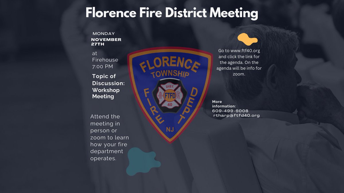 Workshop Meeting announcement. Come on out and find out what is happening at your fire department!