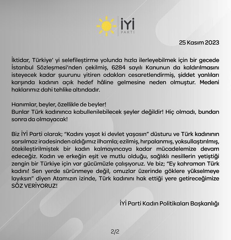 25 Kasım Kadına Şiddete Karşı Uluslararası Mücadele Günü dolayısıyla yapmış olduğumuz basın açıklaması. 

Ülkemizde kadına yönelik şiddetin son bulması temennisi ile tüm kadınlarımızın mutlu, sağlıklı ve huzurlu bir dünyada yaşamalarını diliyoruz. ☀️