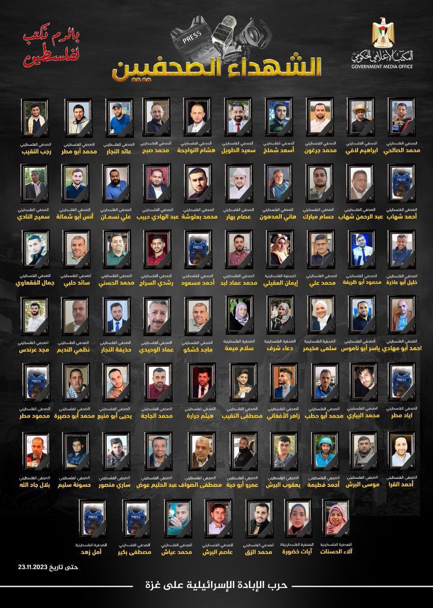 KhadijaFillo's tweet photo. The faces of 67 journalists who were martyred in Gaza, as a result of Israeli attacks.
#IsraelAttack 
#IsraelTerorrist 
#PalestineGenocide 
#IsraeliNewNazism https://t.co/vxWT6x5Iue