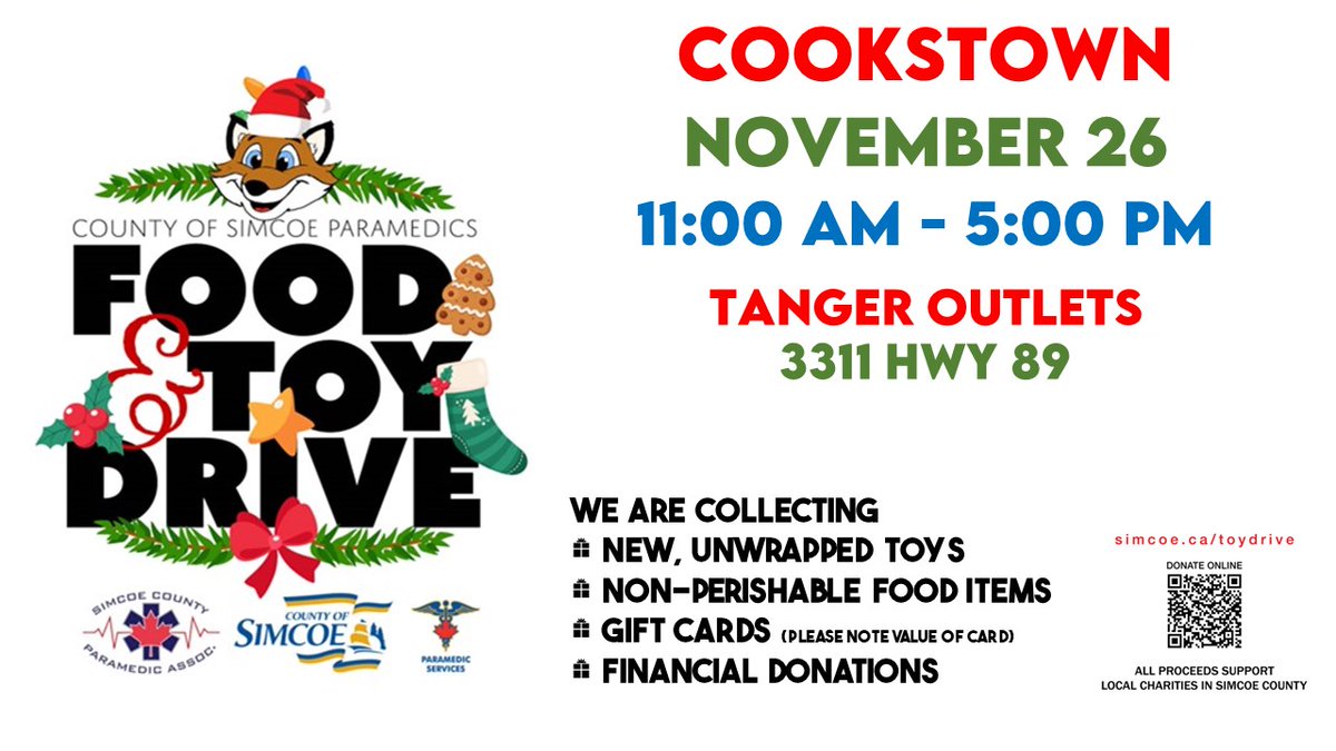 COSParamedic Service (@simcoecountyps) on Twitter photo 🚑 Paramedics and holiday cheer—join us at the Annual Food & Toy Drive! Your support can bring smiles to families this season. #ParamedicGiving #SpreadTheCheer See you at <a href="/TangerOutlets/">Tanger Outlets</a> #Cookstown @OPSEULocal303 🚑 Paramedics and holiday cheer—join us at the Annual Food & Toy Drive! Your support can bring smiles to families this season. #ParamedicGiving #SpreadTheCheer See you at <a href="/TangerOutlets/">Tanger Outlets</a> #Cookstown @OPSEULocal303