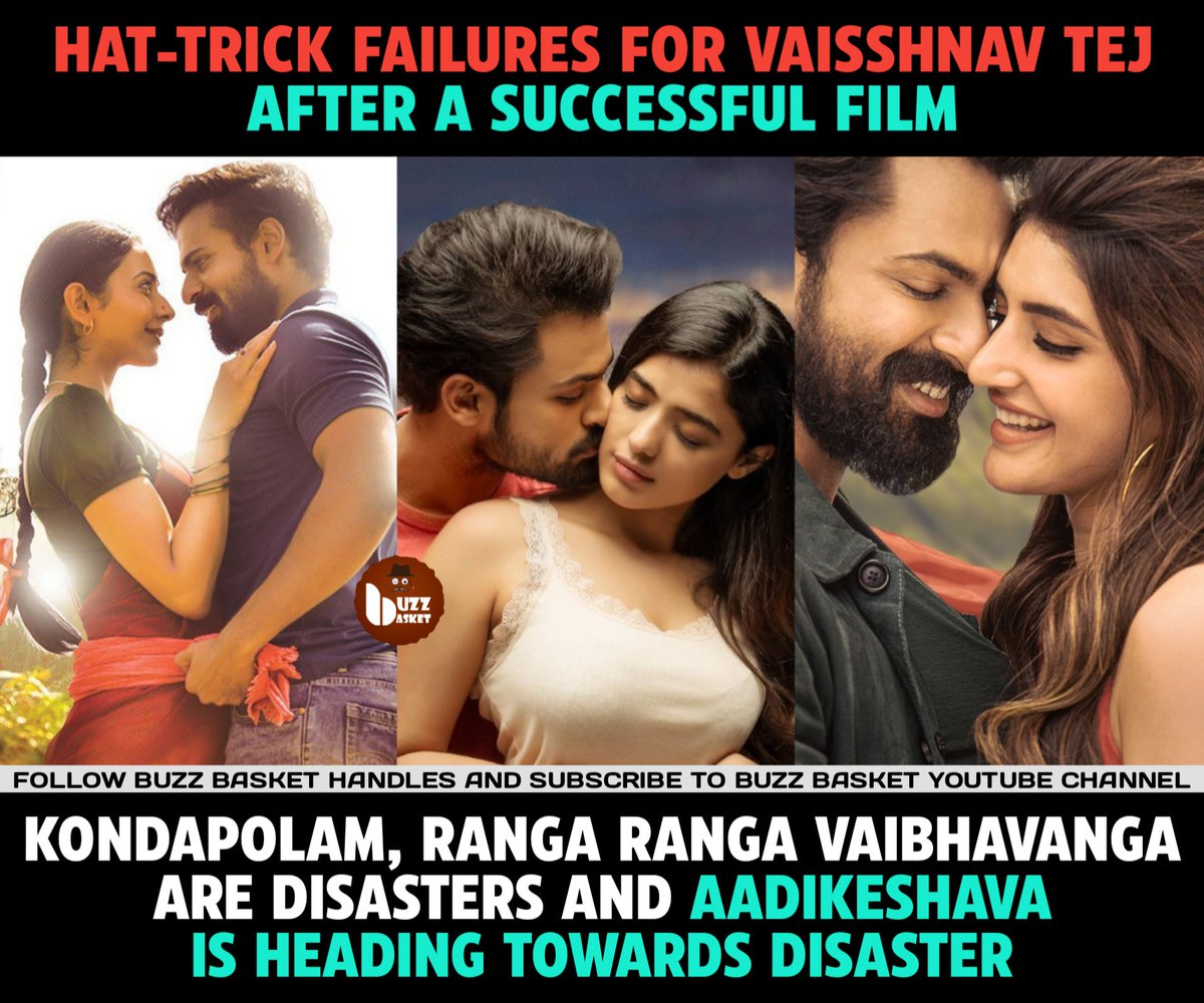 Hat-trick failures for #VaisshnavTej after a successful film. 

#Aadikeshava #PanjaVaisshnavTej #Sreeleela