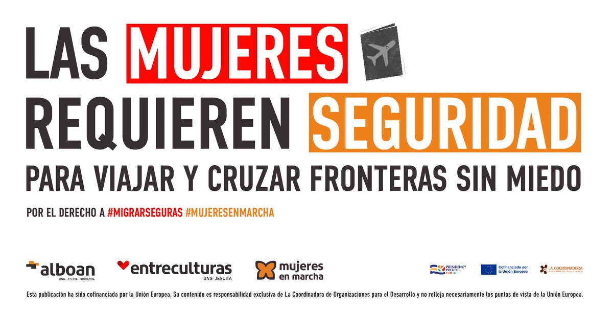Ninguna mujer debería enfrentar violencias en su viaje. Exigimos vías seguras para migrar y acceder a la protección internacional. Por un mundo más seguro para todas, por el derecho a #MigrarSeguras #MujeresEnMarcha. Consulta más recomendaciones en n9.cl/2wlig