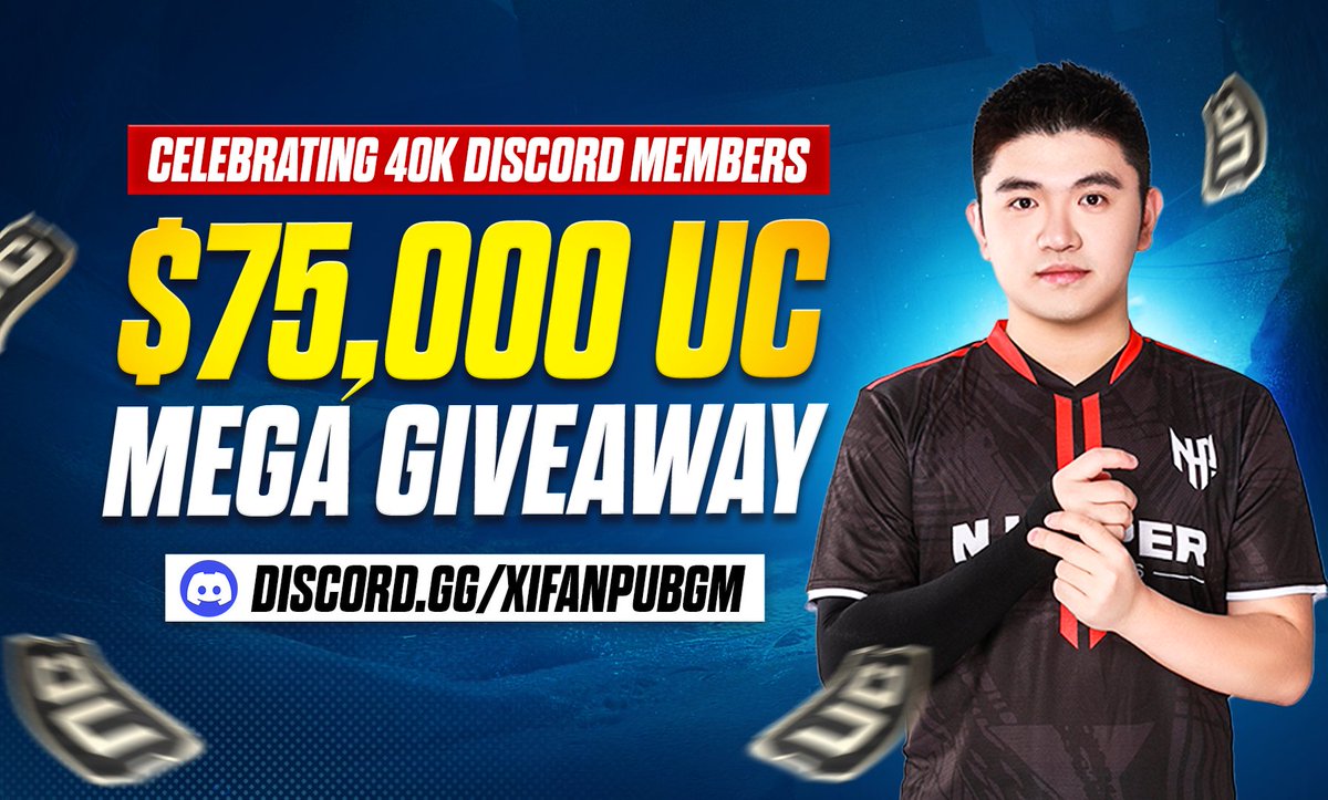 💰MEGA 75K <a href="/PUBGMOBILE/">PUBG MOBILE</a> UC giveaway

To enter:
1. Follow <a href="/XifanPUBGM/">Xifan</a> 
2. Like &amp; Retweet this post
3. Reply to this post with your in-game ID

Winners will announced in my discord! discord.gg/xifanpubgm

Giveaway ends December 1st.