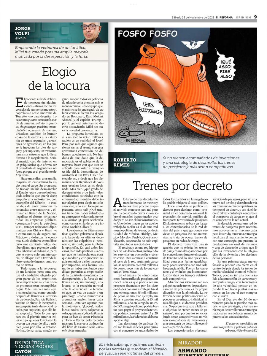 luzenzapoteco's tweet image. Es reprobable este artículo de Jorge Volpi (@jvolpi) en el @Reforma.
A falta de agudeza para la crítica política, explotó los estigmas más rancios sobre la locura. No es un error &quot;desafortunado&quot;, es una expresión vil de cuerdismo y odio.
@OrgulloLocoMx