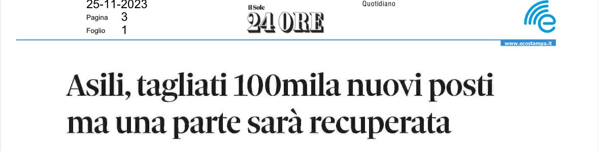 L’Asilo Nido : una grande opportunità negata per le bambine e i bambini e per il nostro Paese. Il nuovo PNRR del governo prevede centomila nuovi posti in meno,in parte saranno recuperati.