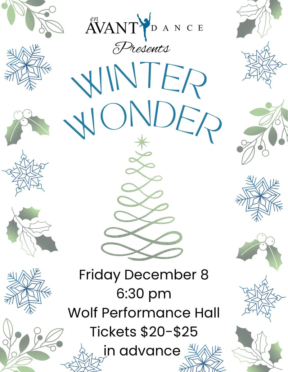 Few tickets left for Winter Wonder at the Wolf December 8th. Celebrate the wonder of the festive season with En Avant Dance! buff.ly/3QHPE8N