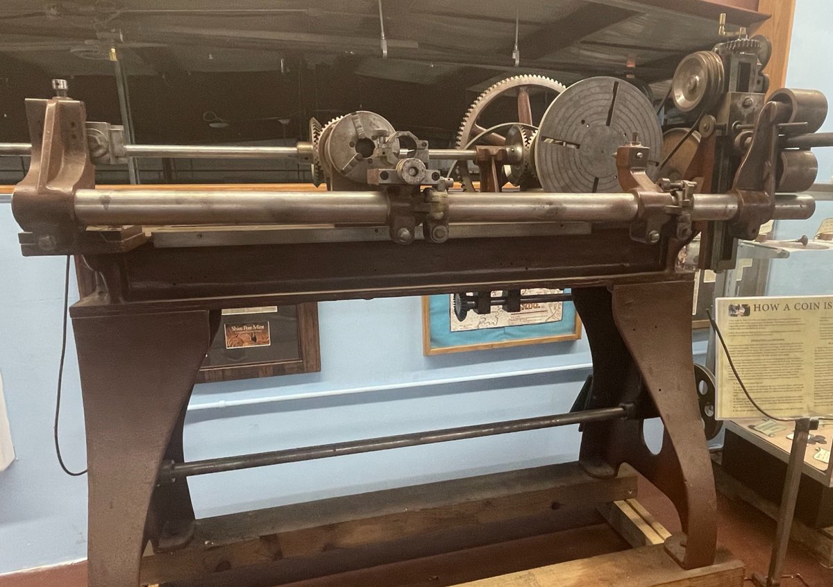 Shop Tour Saturday: This is our antique Janvier Reduction Machine, a pantograph lathe which was once used for reducing oversized master sculpts made of plaster to be scaled down into a die. These replaced specialist engravers who cut designs into metal dies by hand (like Woody!)