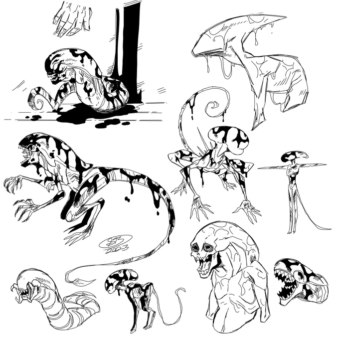 Drew some babies from memory  Think I got them all pretty accurate Except the dogburster  I don't rewatch alien 3 enough to have its details memorized