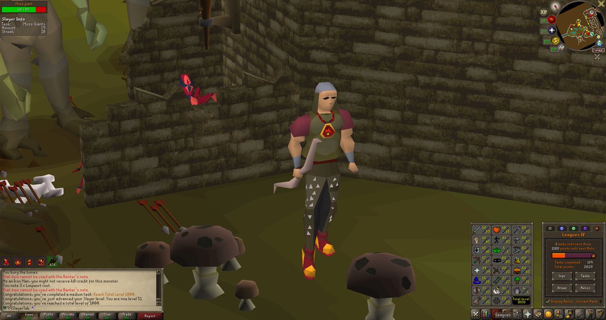 99SlayerTab's tweet photo. @ID3APrinting Reached 1,000 Total Level on #Leagues last night, if you’re not playing leagues #Trailblazer #Reloaded you are missing out!
I picked Superior Sorcerer and Treasure Seeker for my next 2 Relics and unlocked Kandarin as my second area.
#OSRS #RuneScape #BronzeRank https://t.co/vuXf7bMSBC