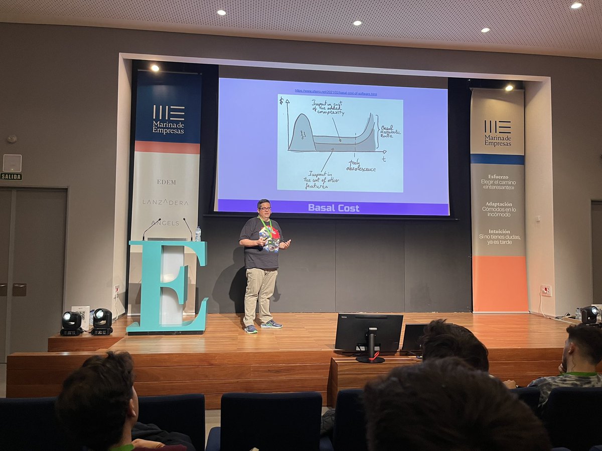 Leer hace un par de años este post sobre el Basal Cost en desarrollo de software de <a href="/eferro/">Eduardo Ferro</a> fue revelador. Hoy me ha encantado verlo en directo en #lavertical23 

eferro.net/2021/02/basal-…