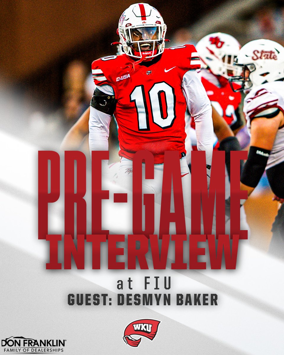 𝗣𝗥𝗘-𝗚𝗔𝗠𝗘 𝗜𝗡𝗧𝗘𝗥𝗩𝗜𝗘𝗪 🎙️ 

This week's episode features: 
- <a href="/Coach_Helton/">Tyson Helton</a>  
- <a href="/ToddStewartWKU/">Todd Stewart</a>  
- <a href="/Desmyn_5/">dez_5😈🏈</a>  
- Imari Hazelwood  

𝗟𝗜𝗦𝗧𝗘𝗡 ▶️ goto.ps/FBPregame12